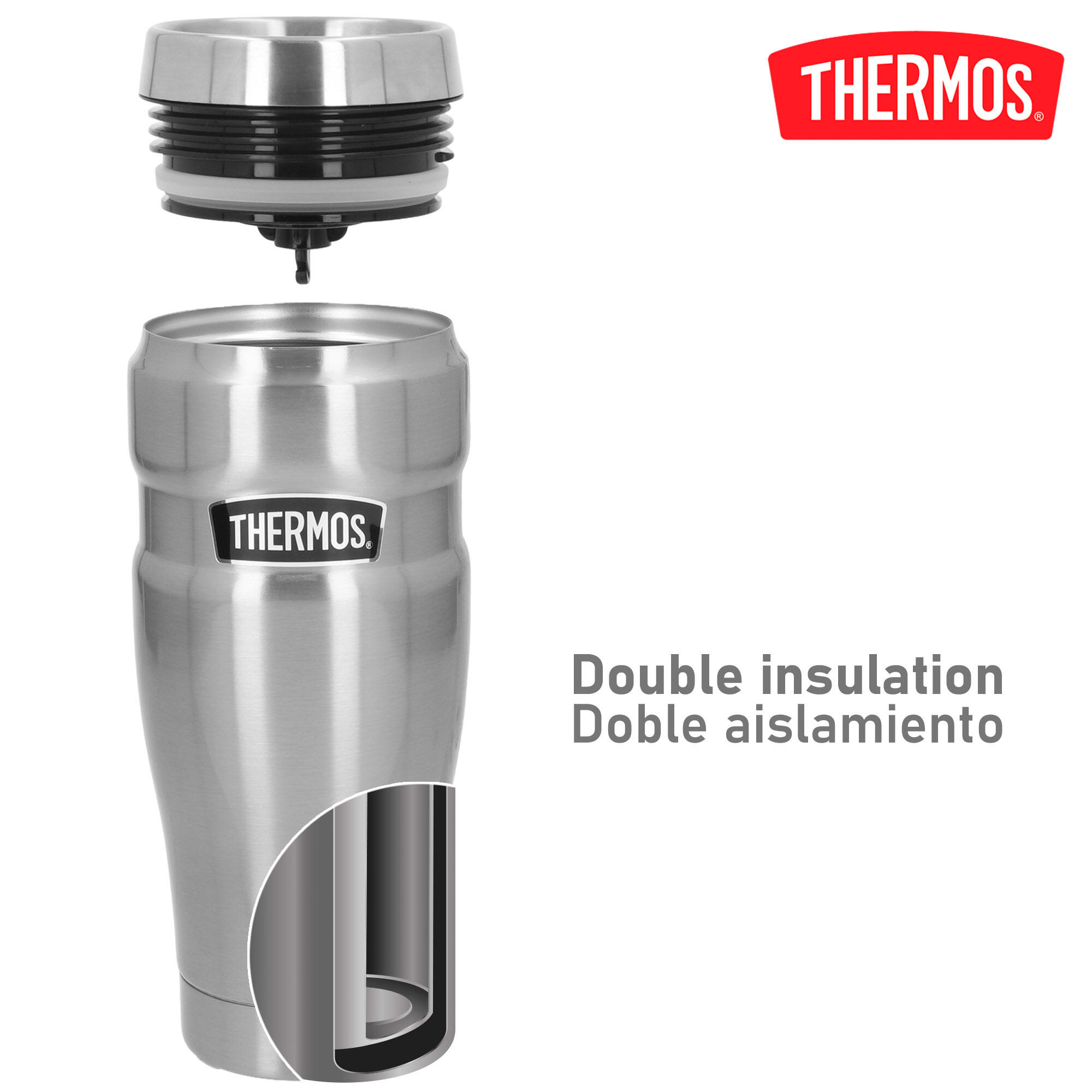 Termo acero inoxidable 470 ml aislamiento doble pared 3/7