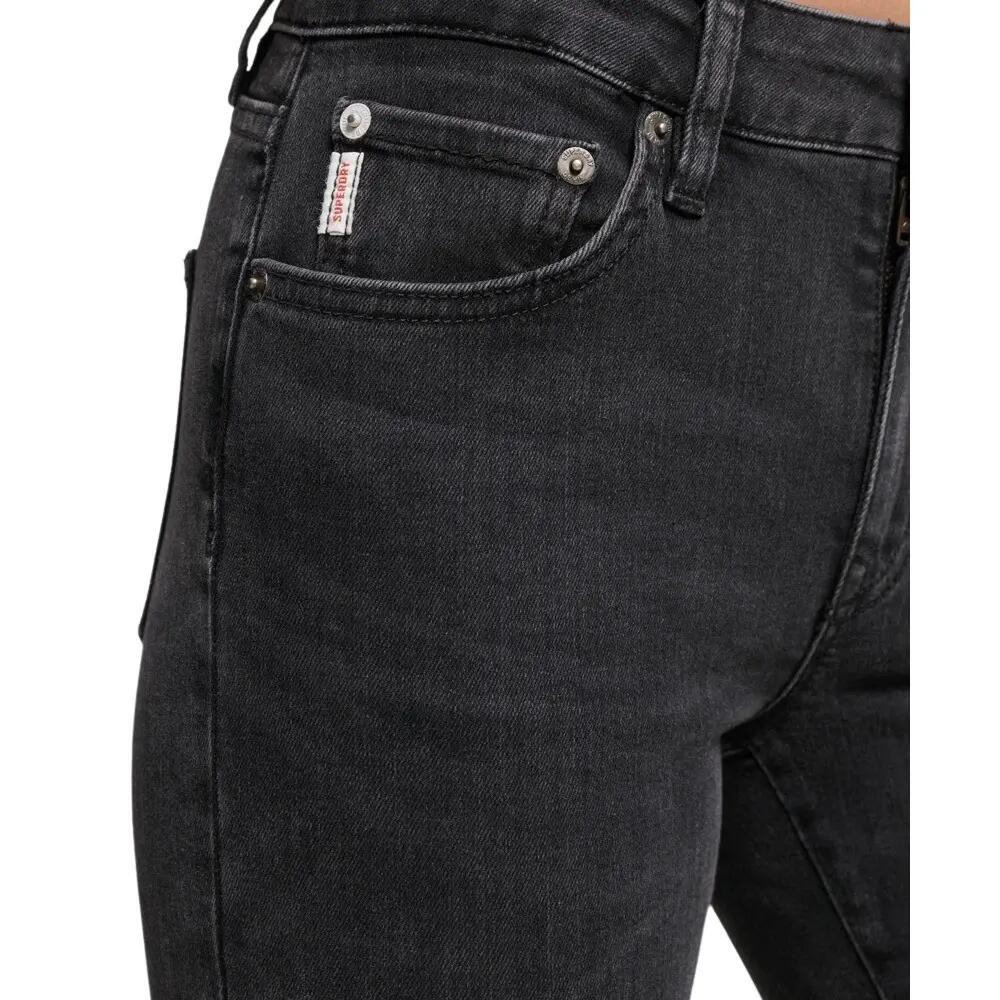 Superdry Damen Skinny Jeans Schwarz Mid Rise 5/6
