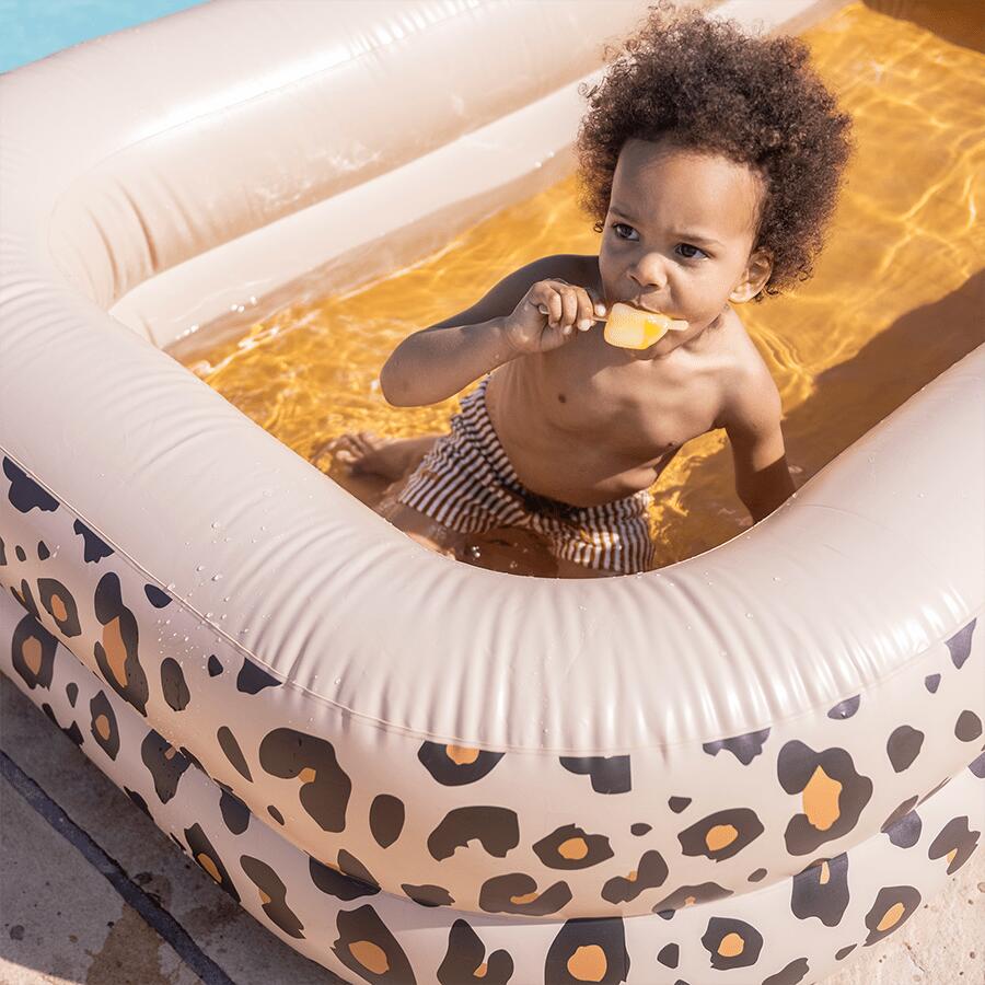 Aufblasbarer Swimmingpool, Leopardenmuster, beige, 211 x 132 x 46 cm 3/7