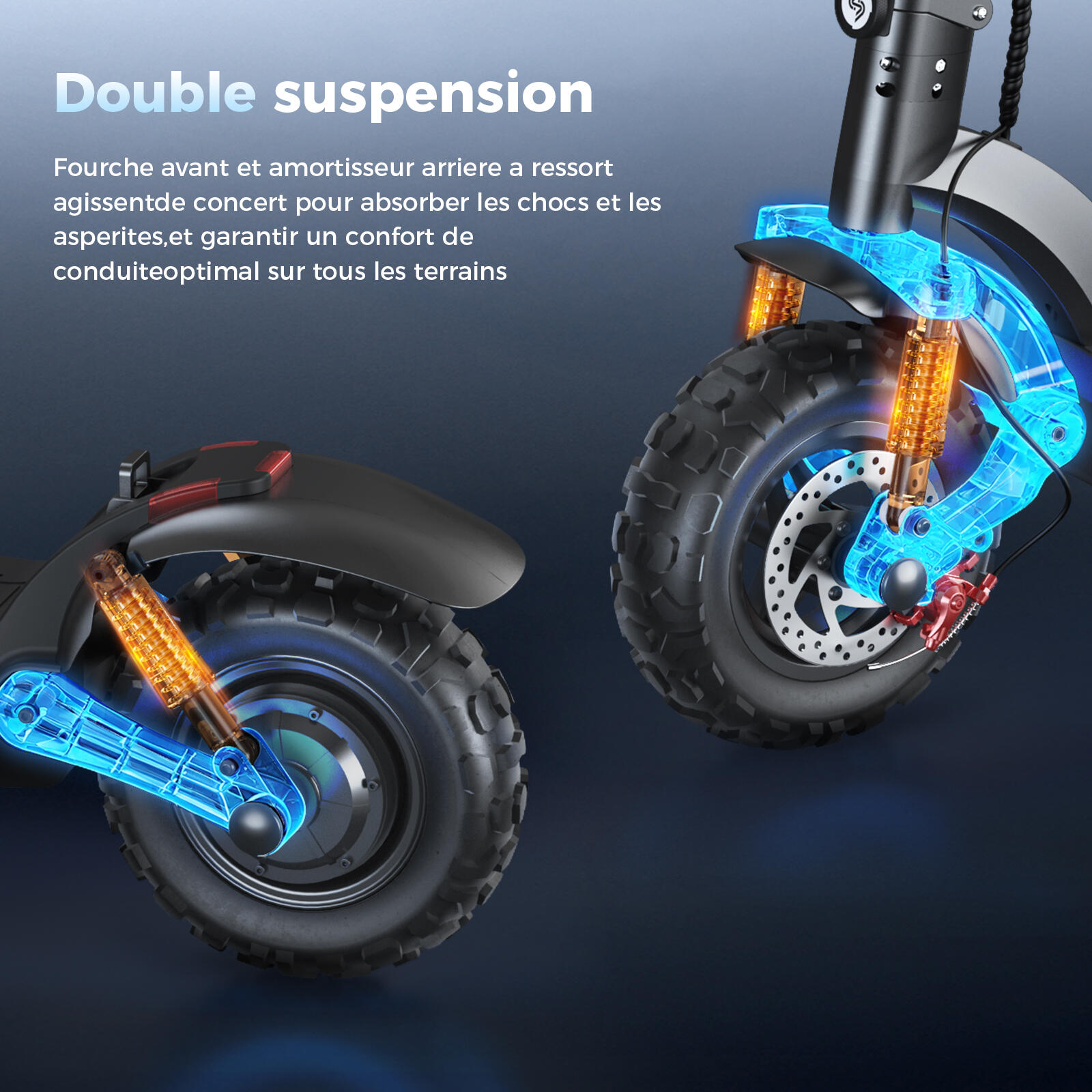 Adulte Mobilité urbaine Trottinette électrique tout-terrain suspension double 2/9