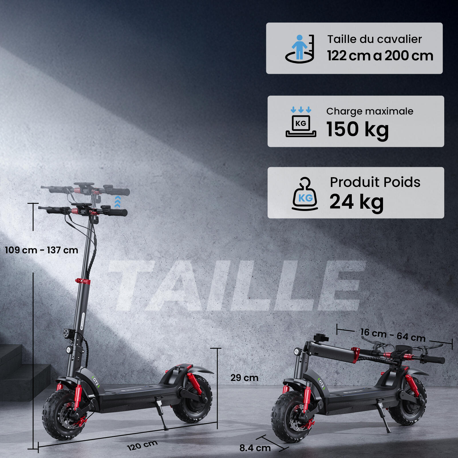 Adulte Mobilité urbaine Trottinette électrique tout-terrain suspension double 7/9