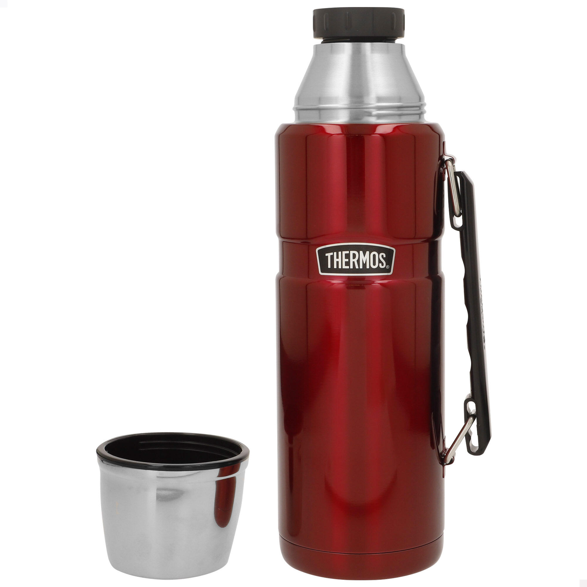 Bouteille thermos 1,2L à double paroi isolée en acier avec gobelet et poignée 1/7