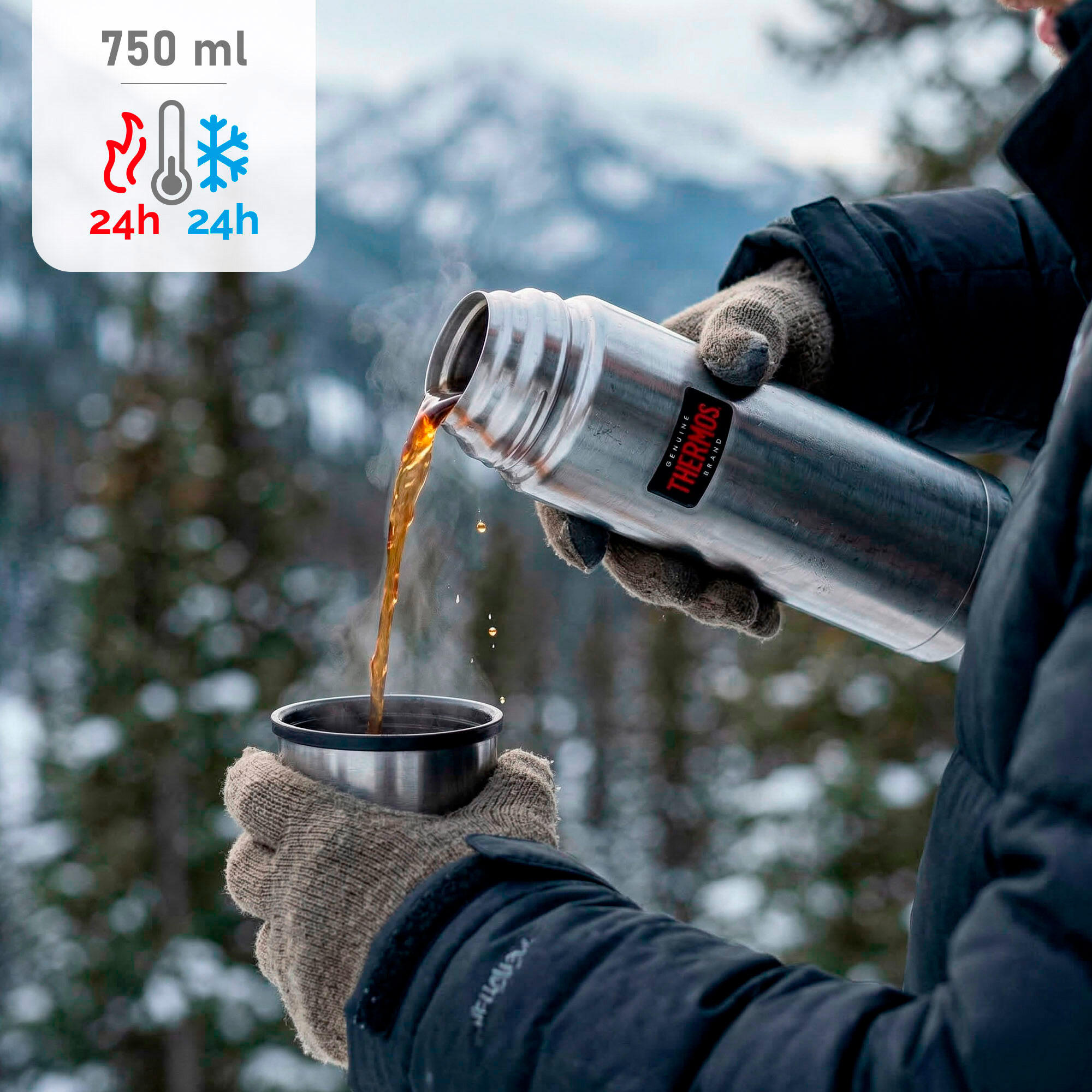 Borraccia thermos da 750 ml in acciaio inox a doppia parete isolata con tumbler 2/7