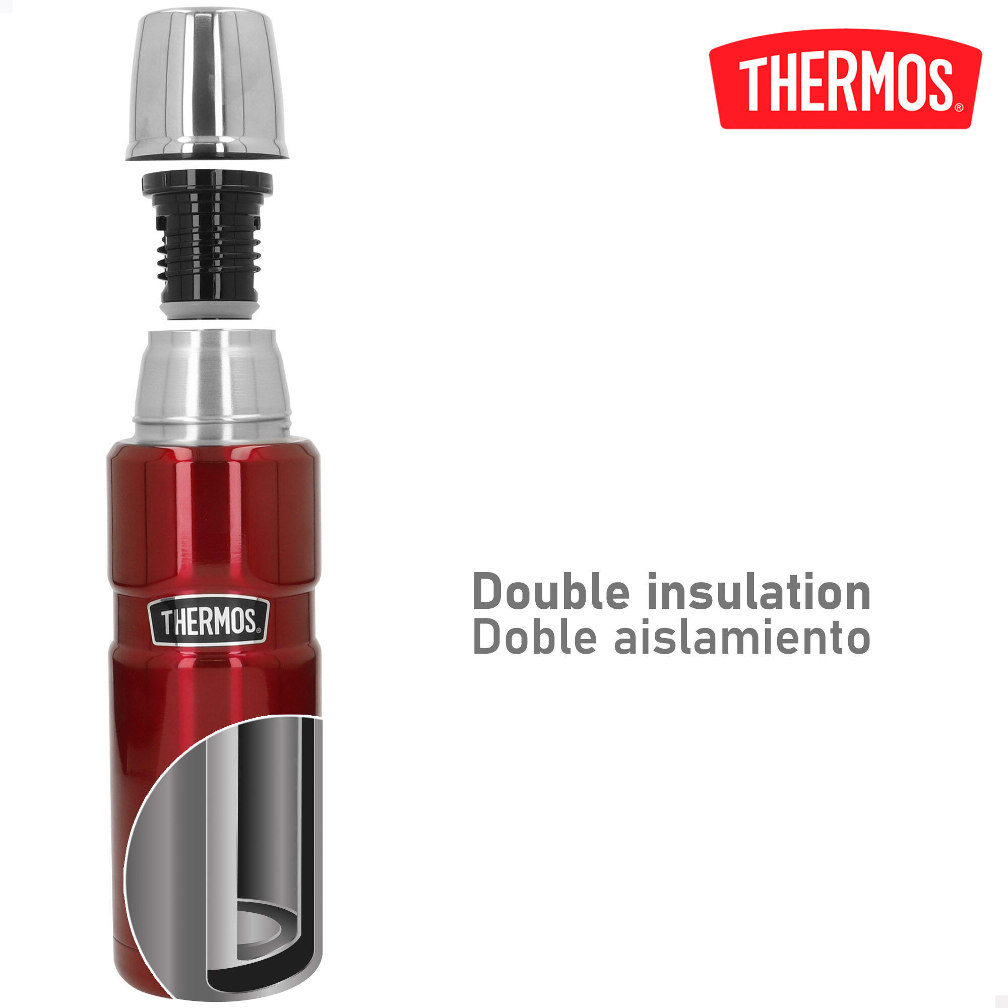 Botella térmica 470 ml acero inoxidable aislamiento doble pared con vaso 3/7