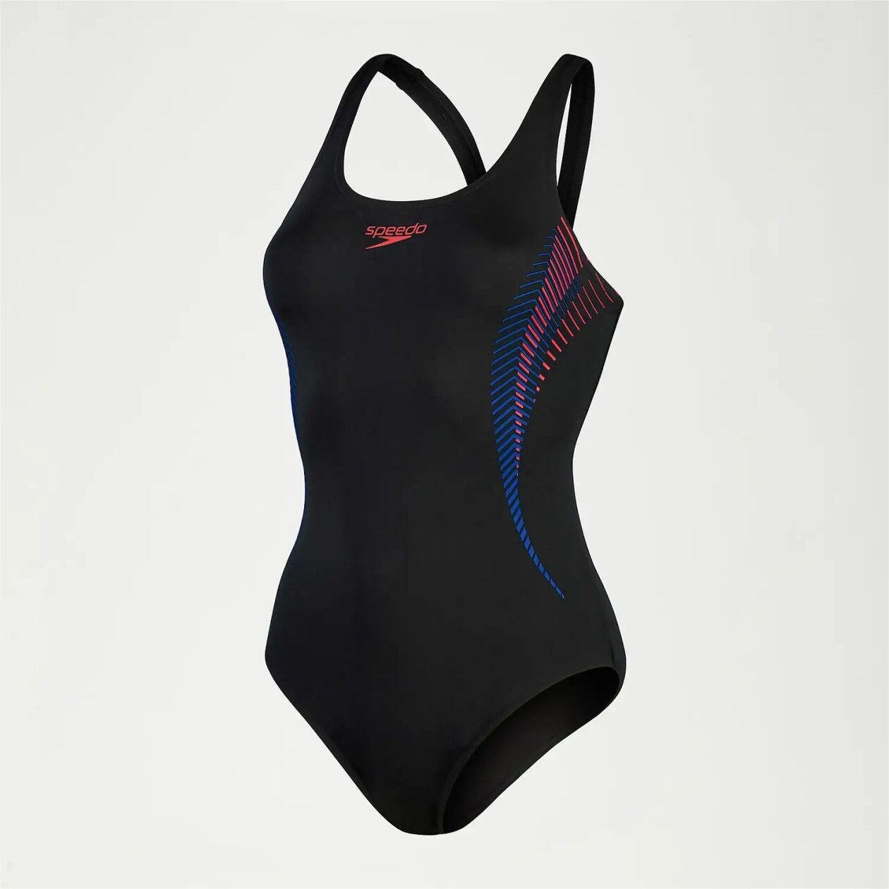 Speedo ECO+ Placement Muscleback 1-Delig Zwempak Zwart/Rood 5/7