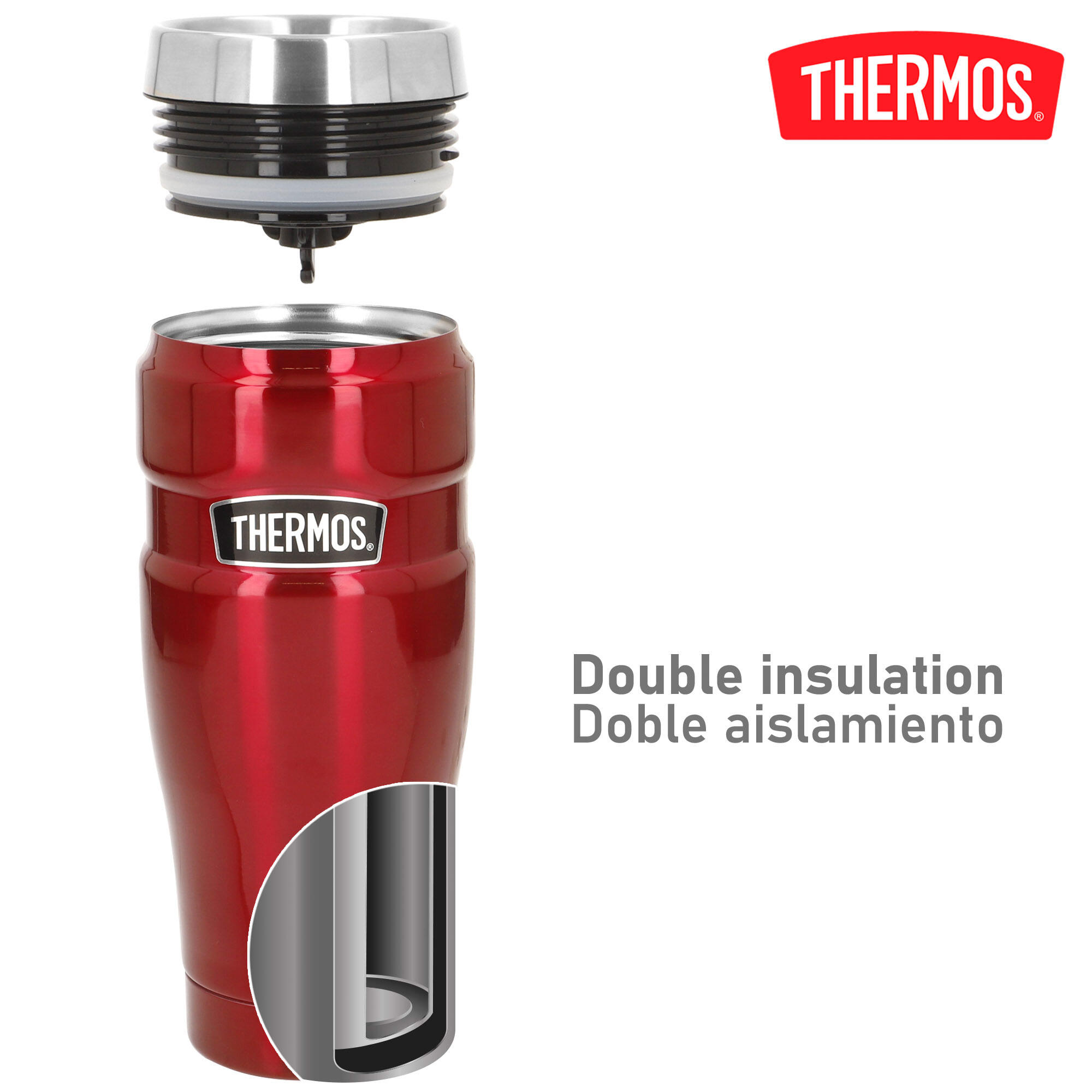 Garrafa térmica de aço inoxidável com isolamento de parede dupla 3/7