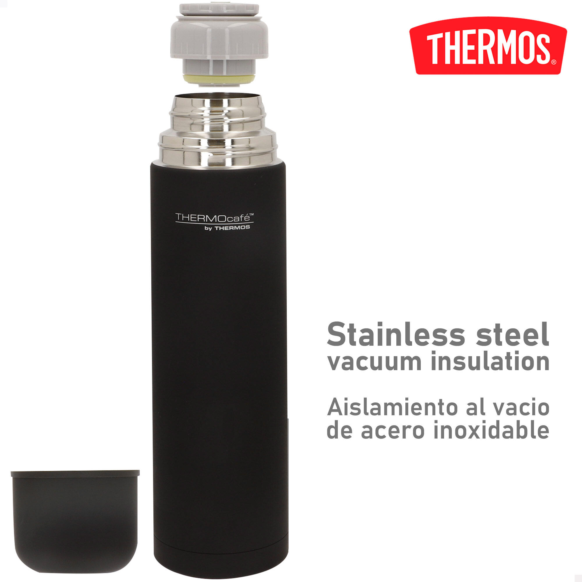 Botella térmica 1L acero inoxidable con aislamiento al vacío con vaso 3/7