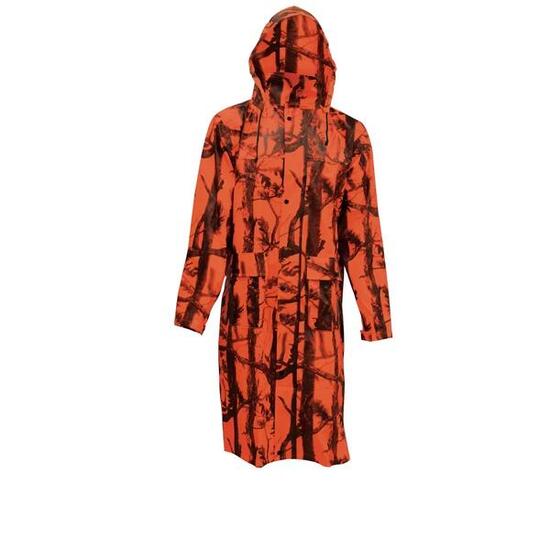 Manteau imperméable long polyuréthane orange camo blaze M à 4XL