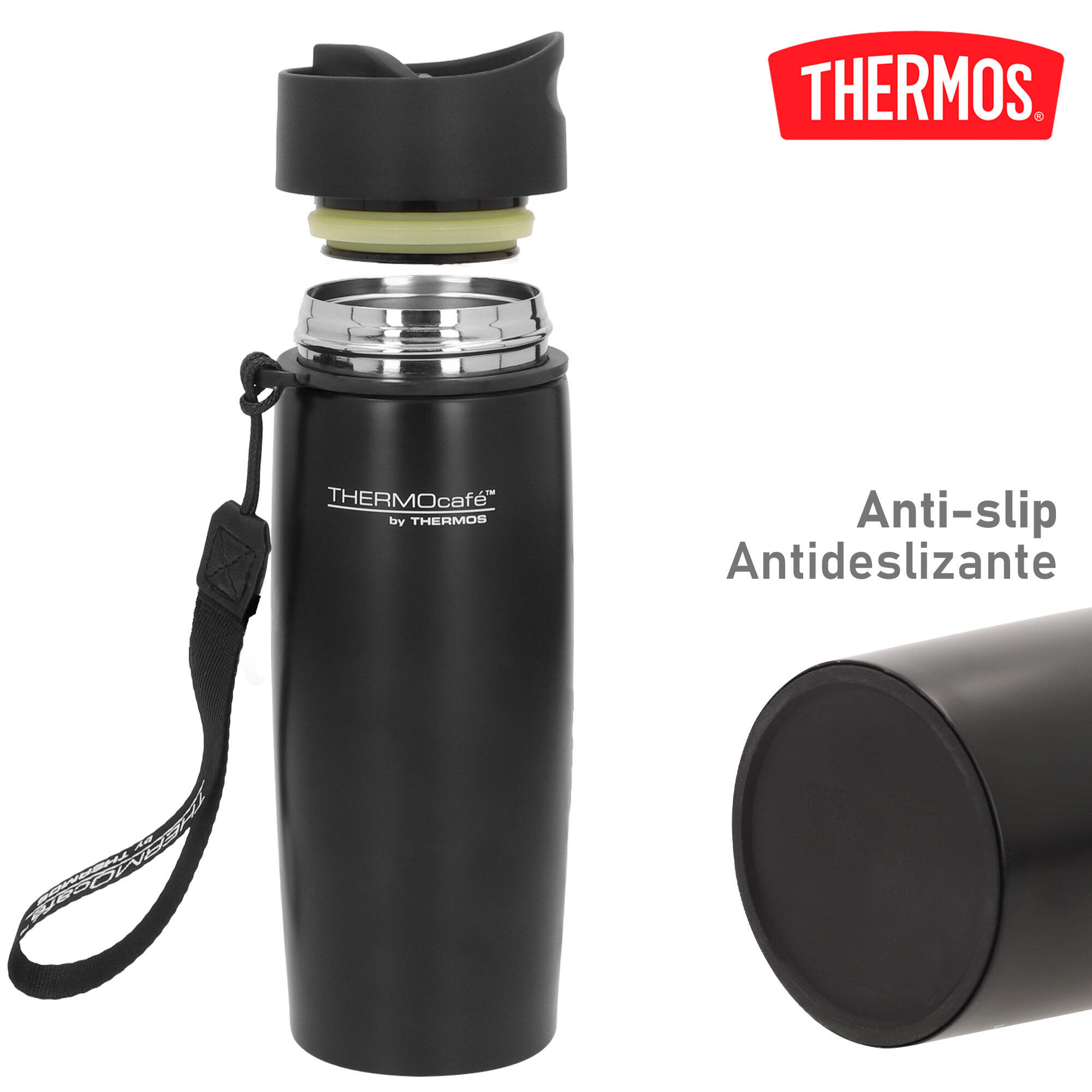 Termo acero inoxidable 350 ml base antideslizante con correa transporte 3/7