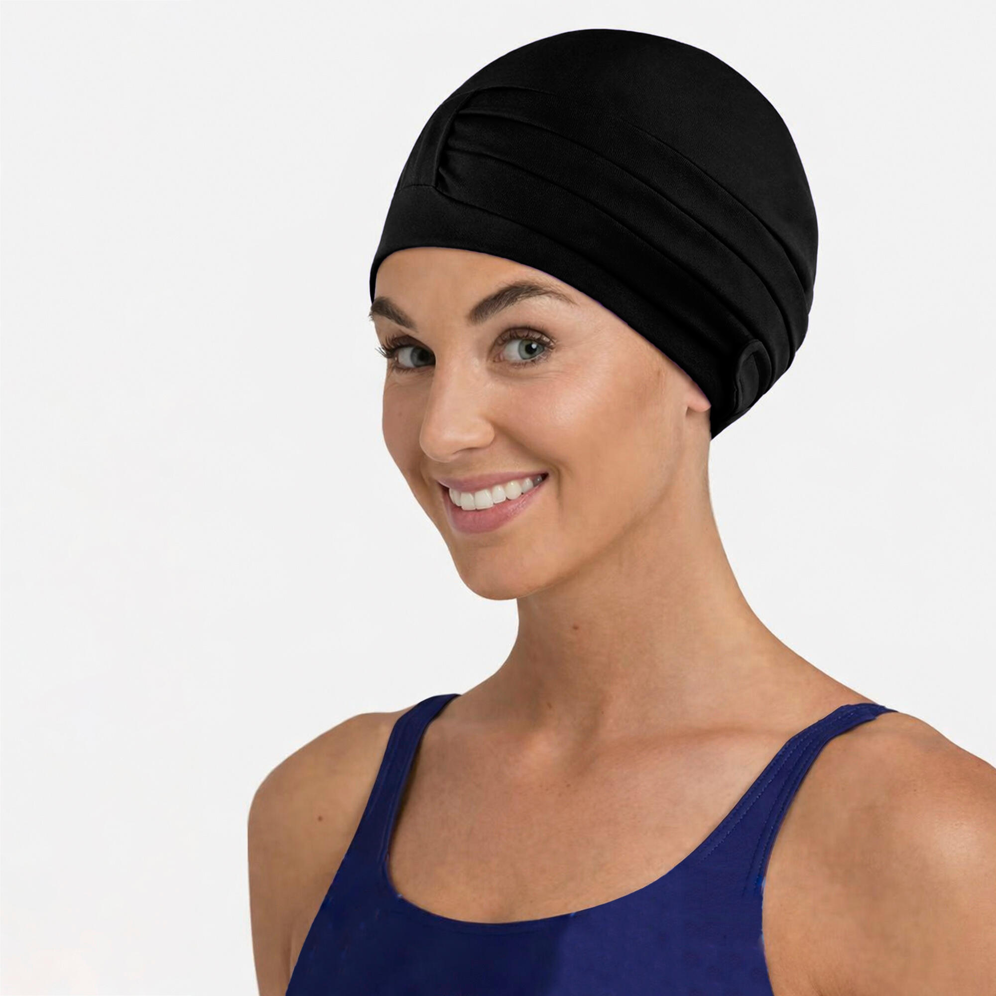 Aqua Speed - Damen Stoff Badekappe Turban Stil bequem Schwimmkappe 3/4