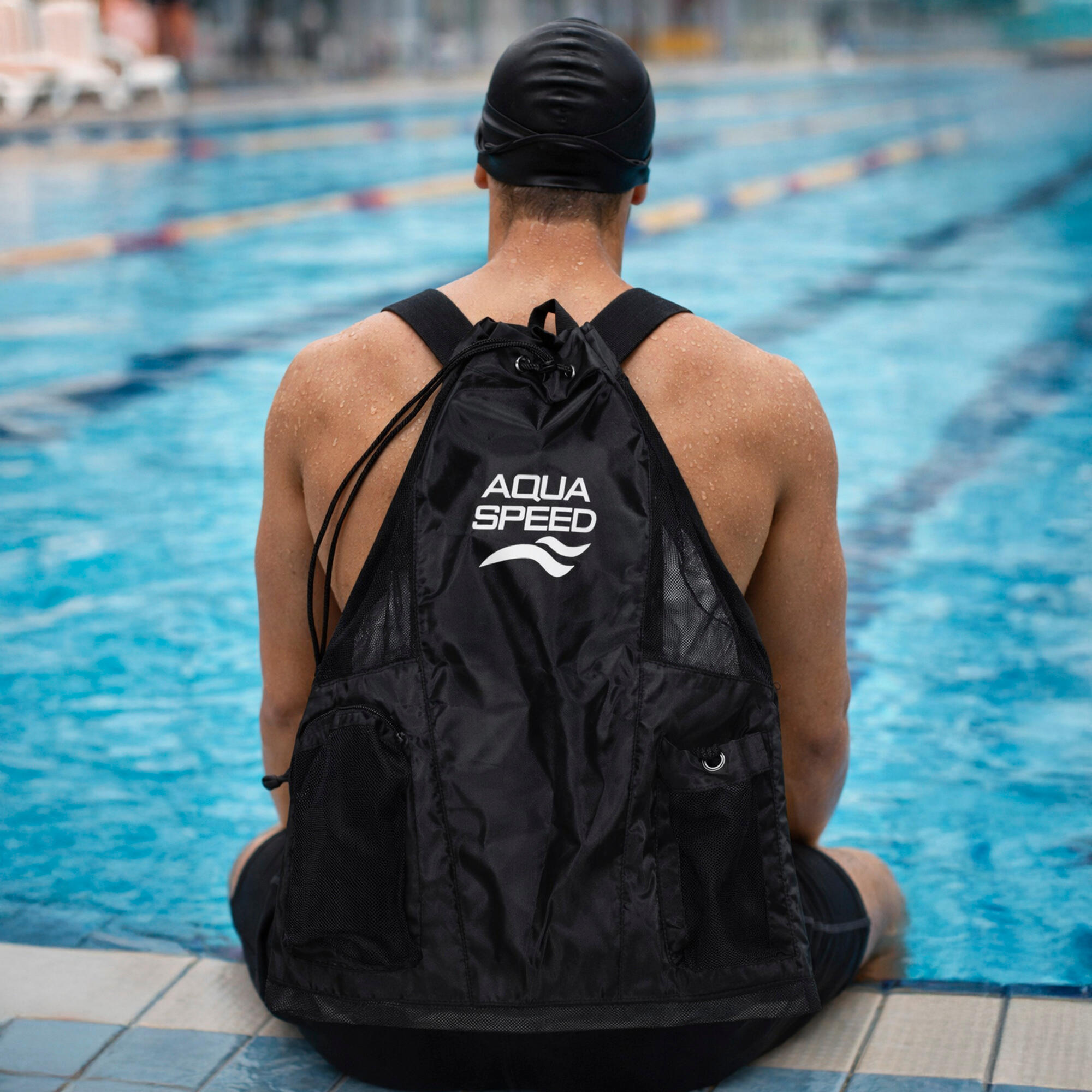 Aqua Speed - Große Schwimm Mesh Tasche Pool Ausrüstung Netzbeutel 3/4