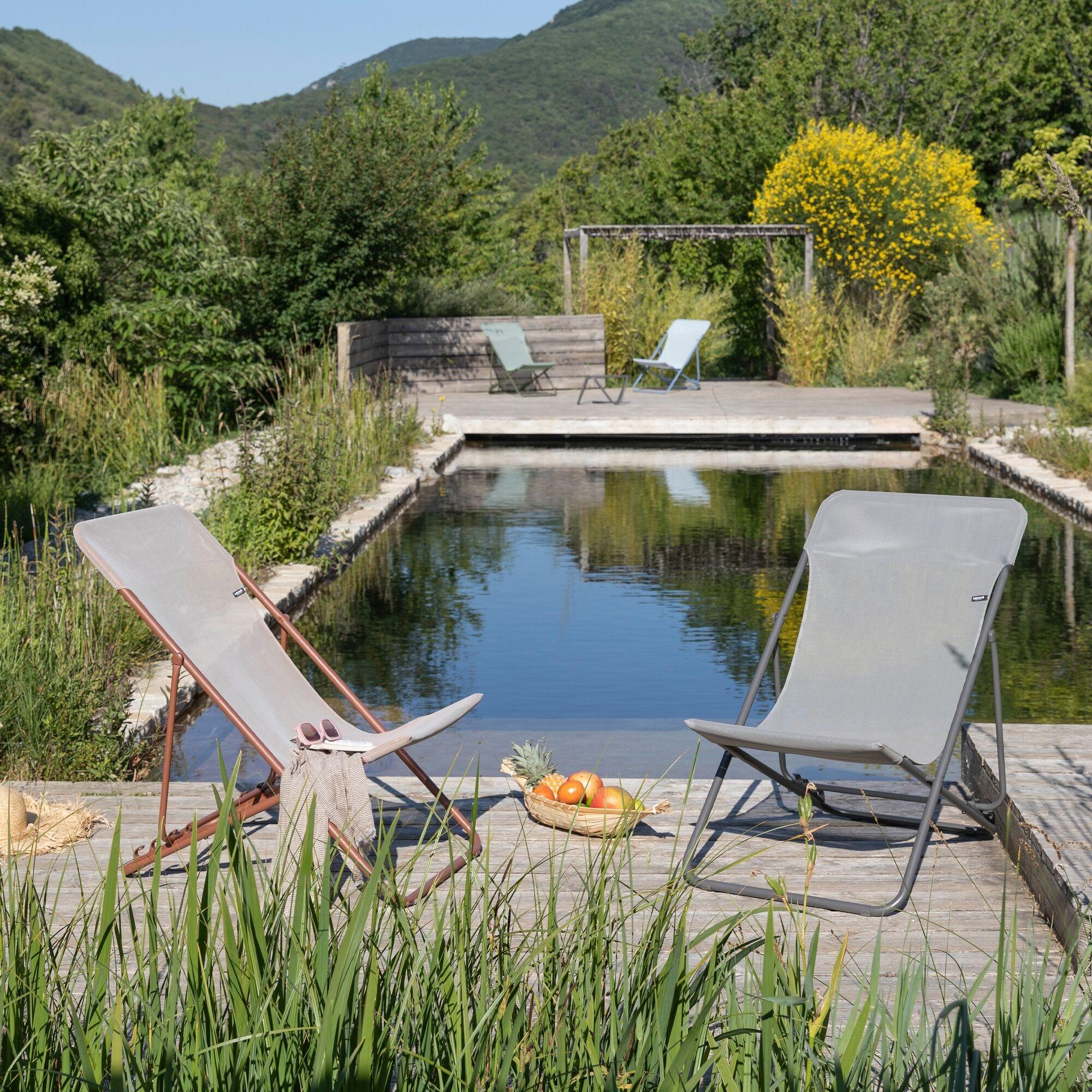 Transat jardin pliant multi-positions : Largeur 58 cm - MAXI TRANSAT - Gris 7/7