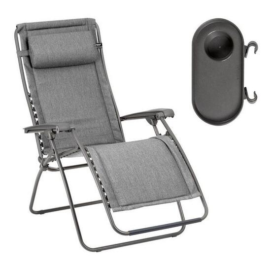 Ensemble fauteuil relax et porte gobelet - RSX CLIP - Gris - Lafuma Mobilier