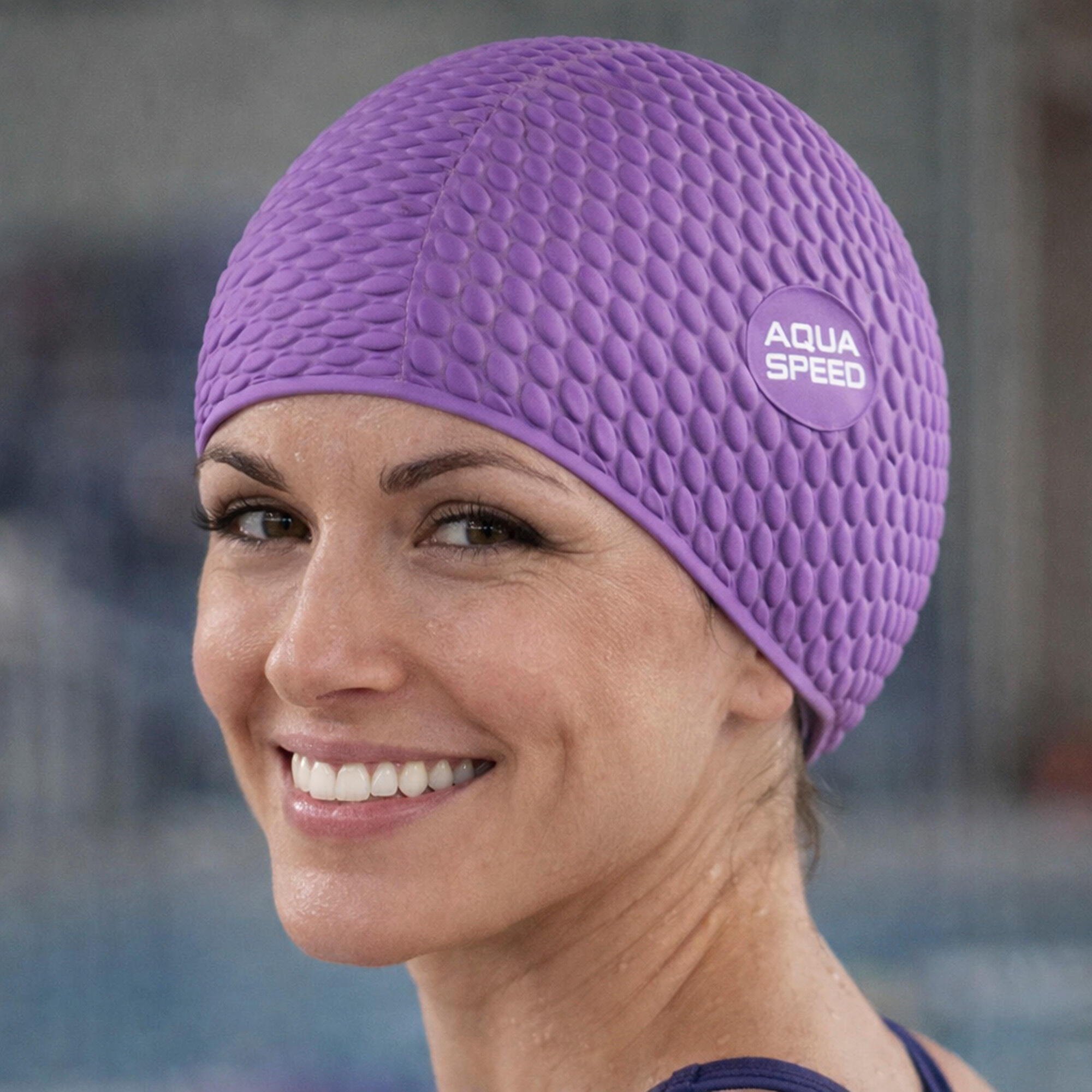 Aqua Speed - Gorro natación mujer cabello largo látex suave Bombastic 3/3