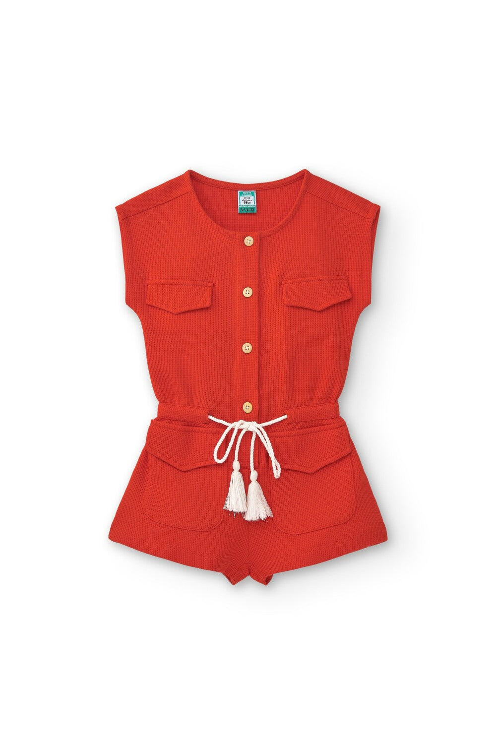 macacão curto vermelho para menina 1/4