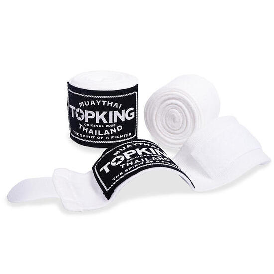 BANDES DE BOXE TOPKING COTON ÉLASTIQUE BLANC 4 MÈTRES