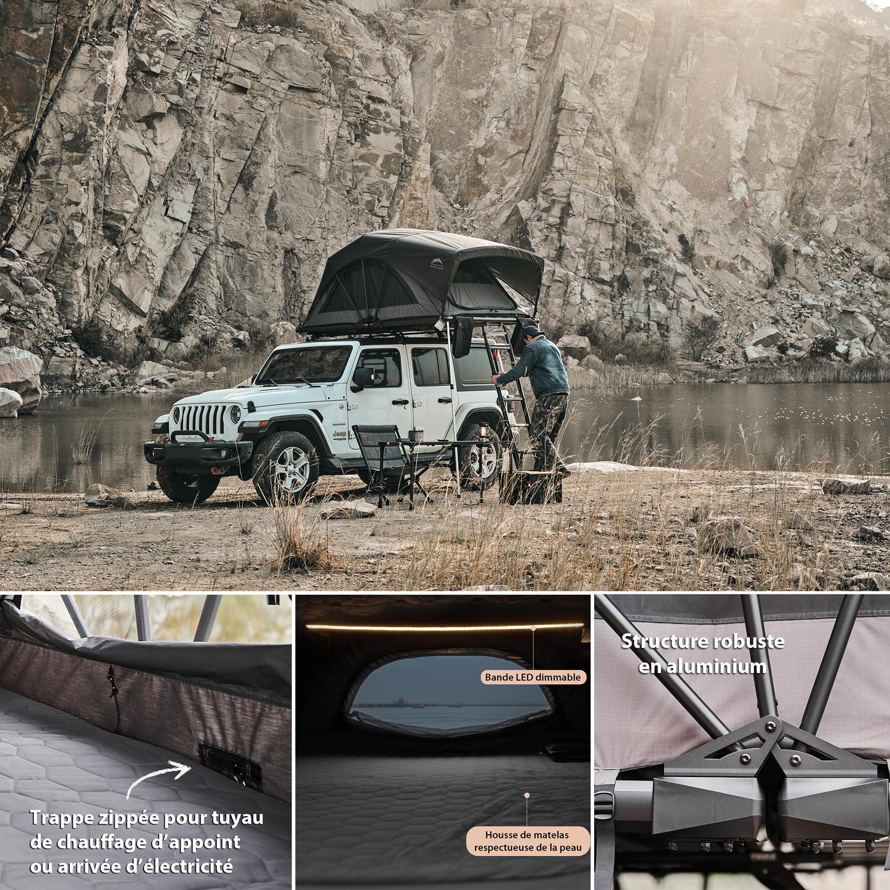 Tente de toit familiale alu 5 pers. Wild Cruiser Pro 250 6/7
