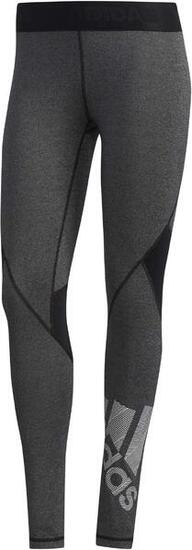 Legging Femme Adidas Alphaskin Long Heathered Badge Gris