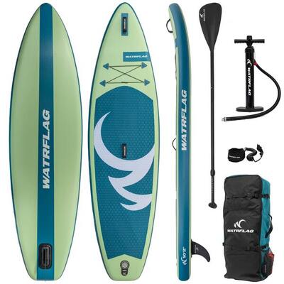 Premium kwaliteit opblaasbaar sup board - watrflag spinner green 10'2" allround