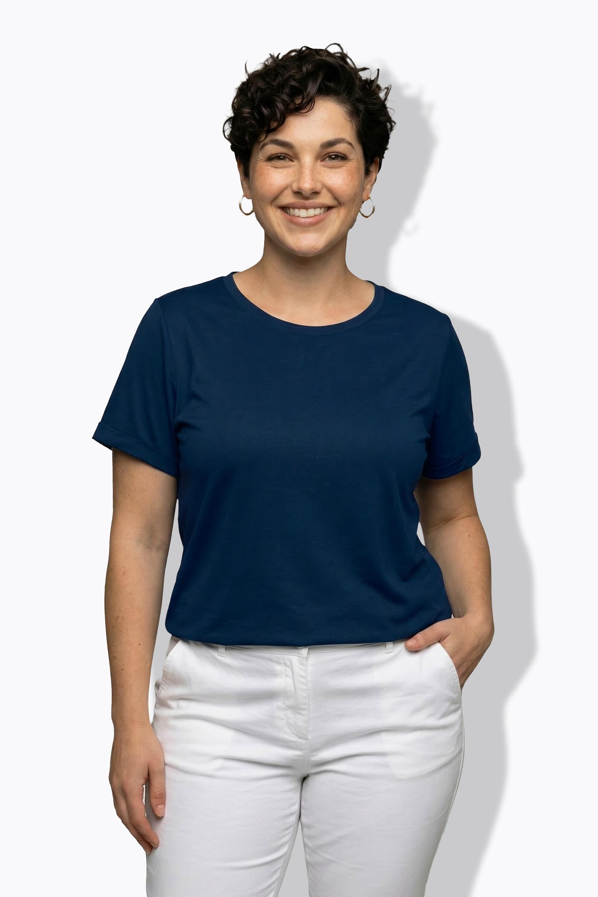 Femme T-shirt technique UV 50+. Col rond et manches courtes. Matière recyclée 5/7