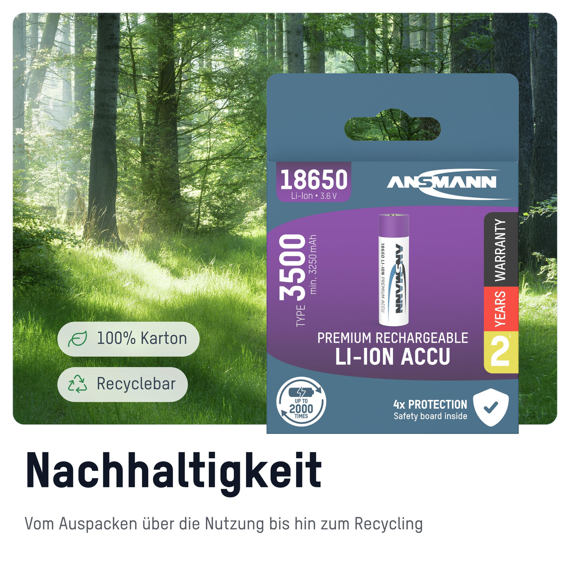 Ansmann batería Li‑ion 18650 3500 mAh 3,6 V 3/7