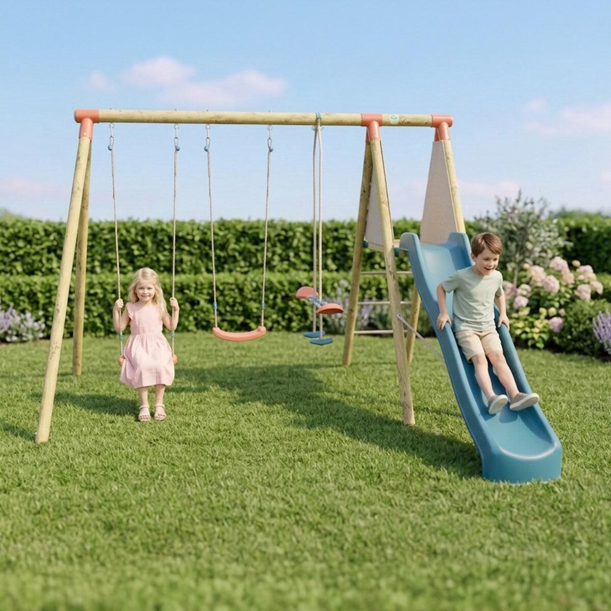 Station de jeux bois 2,30 m Topwood YAKI 2 - 6 enfants + Secur'In 2/7