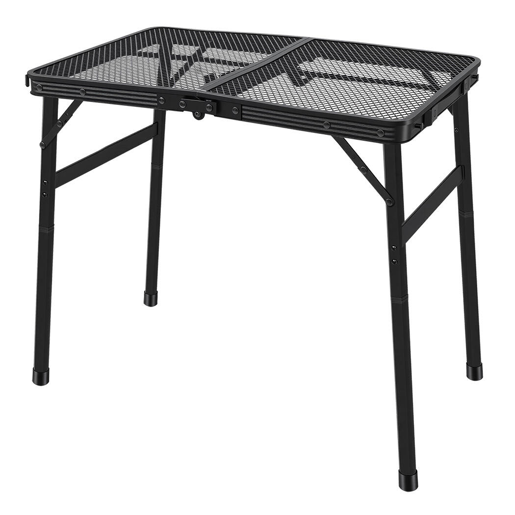 Levede Camping Aluminum Folding Picnic Table Metal Mesh - Black