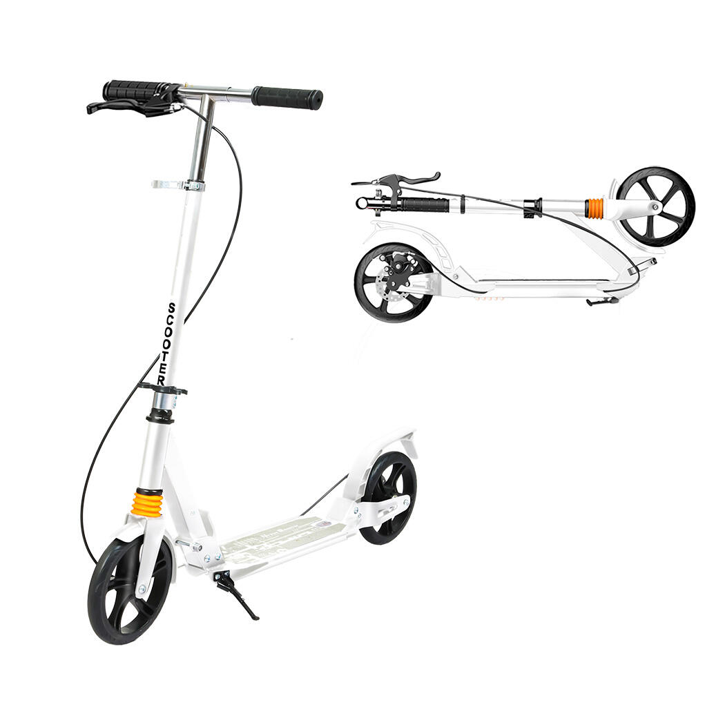 Monvelo Push Folding Kick Scooter Dual Big Wheels - White