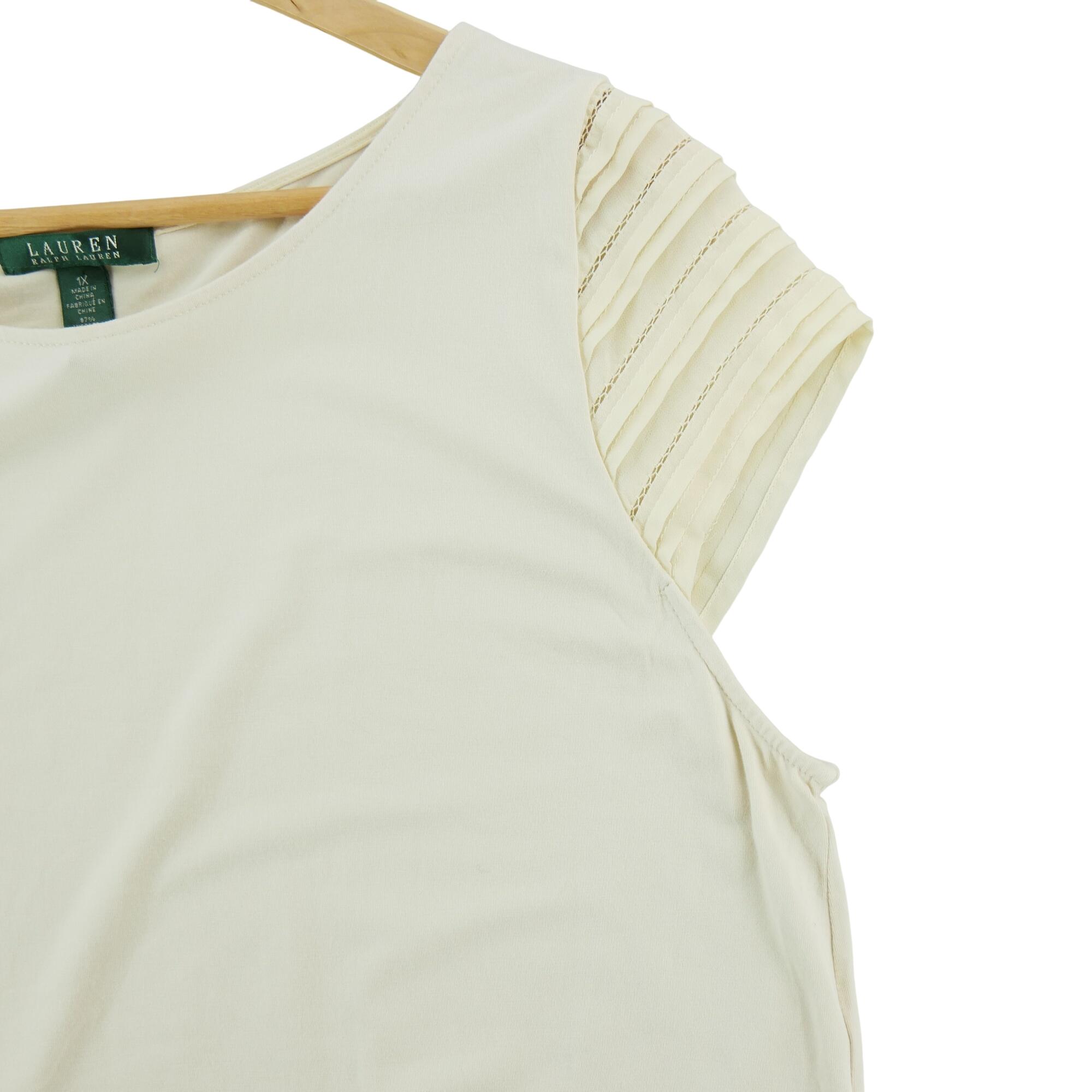 Lauren Ralph Lauren T-shirt feminina de manga curta bege 2/6