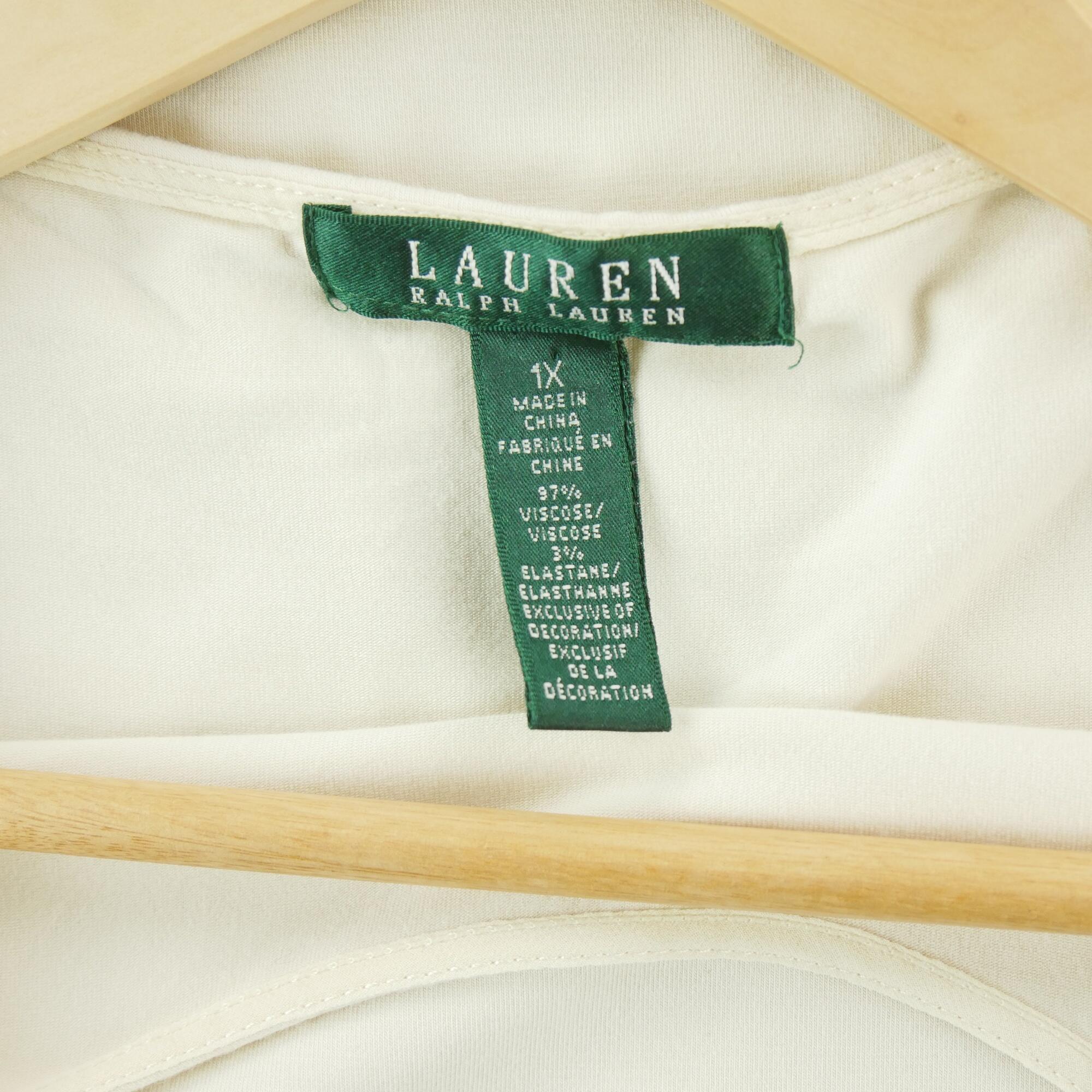 Lauren Ralph Lauren T-shirt feminina de manga curta bege 5/6