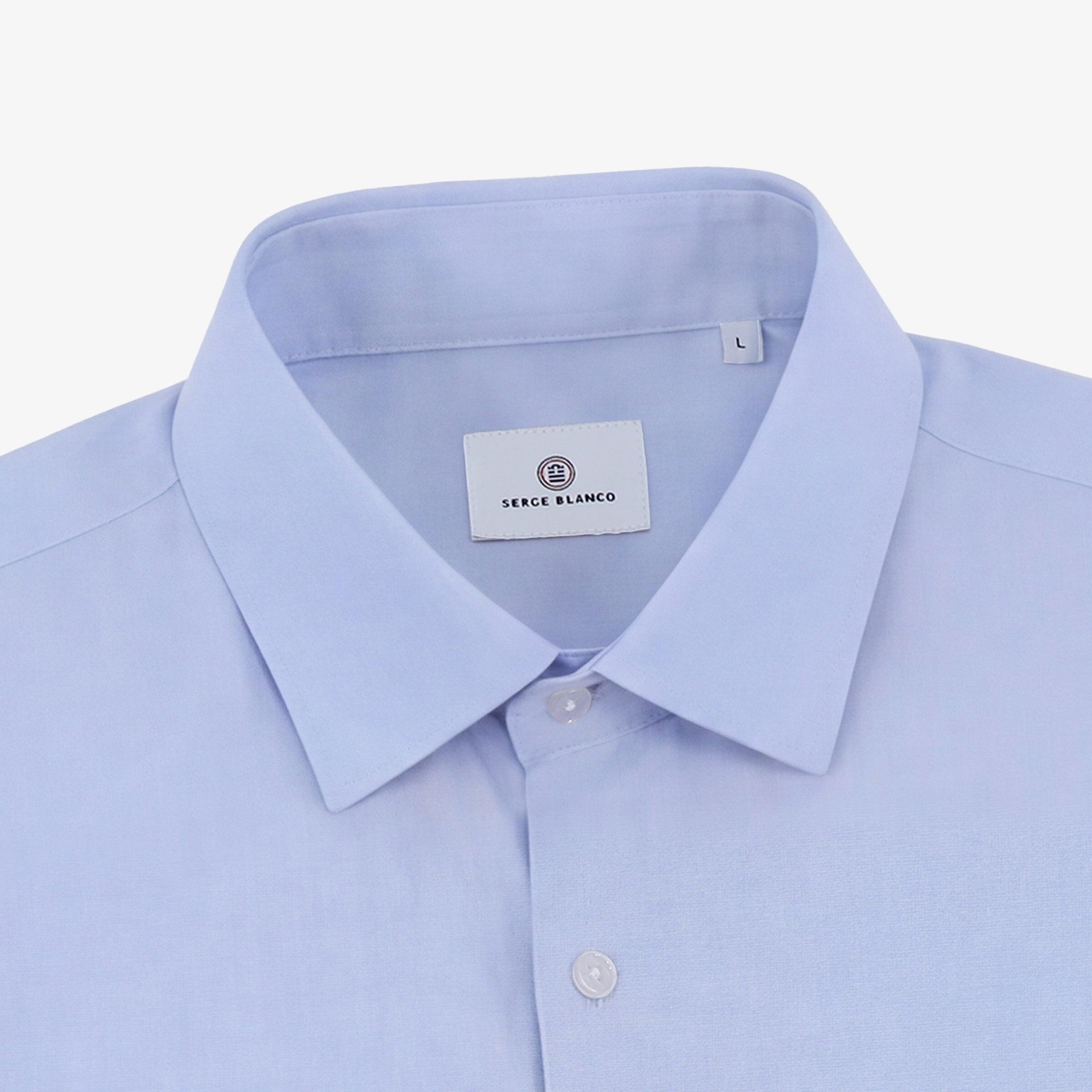 Camicia a maniche lunghe in cotone fil sidogras azzurro 3/4