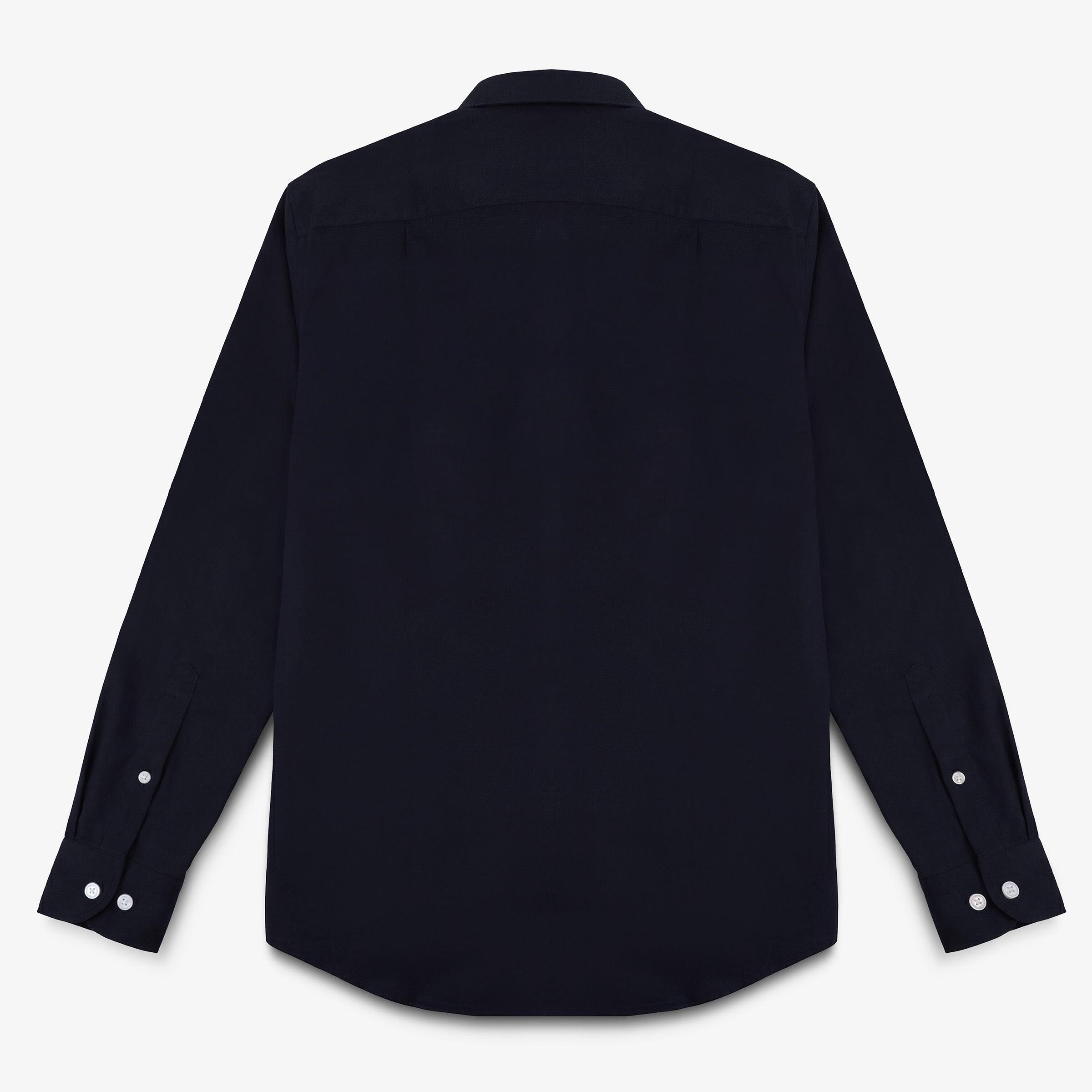 Camicia a maniche lunghe in cotone con taschino blu indaco 2/4