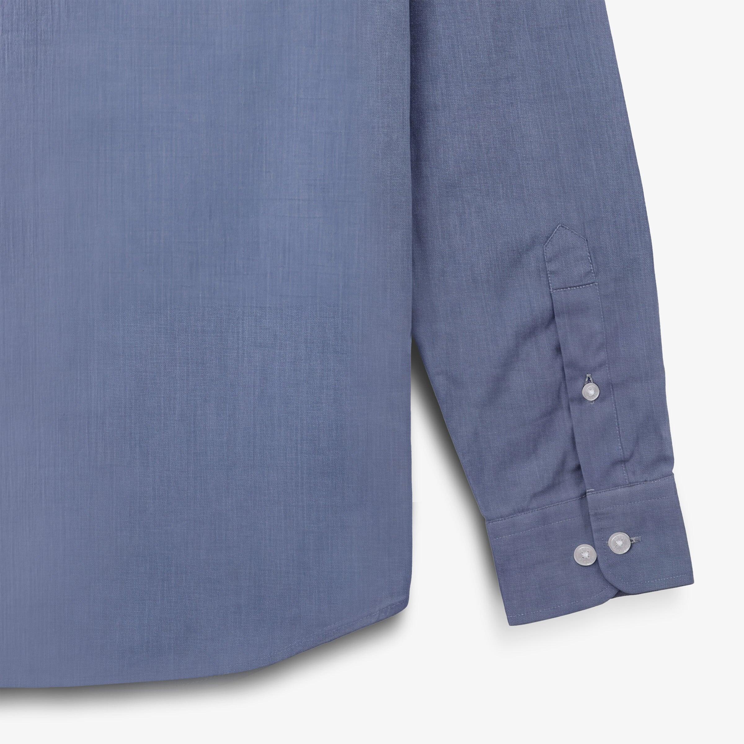 Camicia blu a maniche lunghe in cotone con taschino 4/4