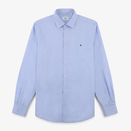 Chemise manches longues en coton fil sidogras bleu ciel