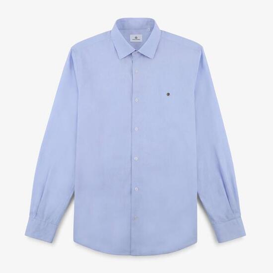 Chemise manches longues en coton fil sidogras bleu ciel
