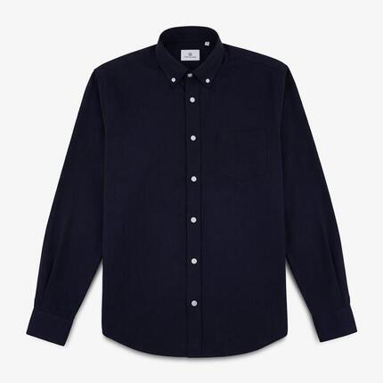 Chemise manches longues en coton avec poche poitrine bleu indigo