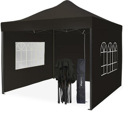Partytent - 3x3 m - zijwanden - easy up - paviljoen - opvouwbaar - antraciet