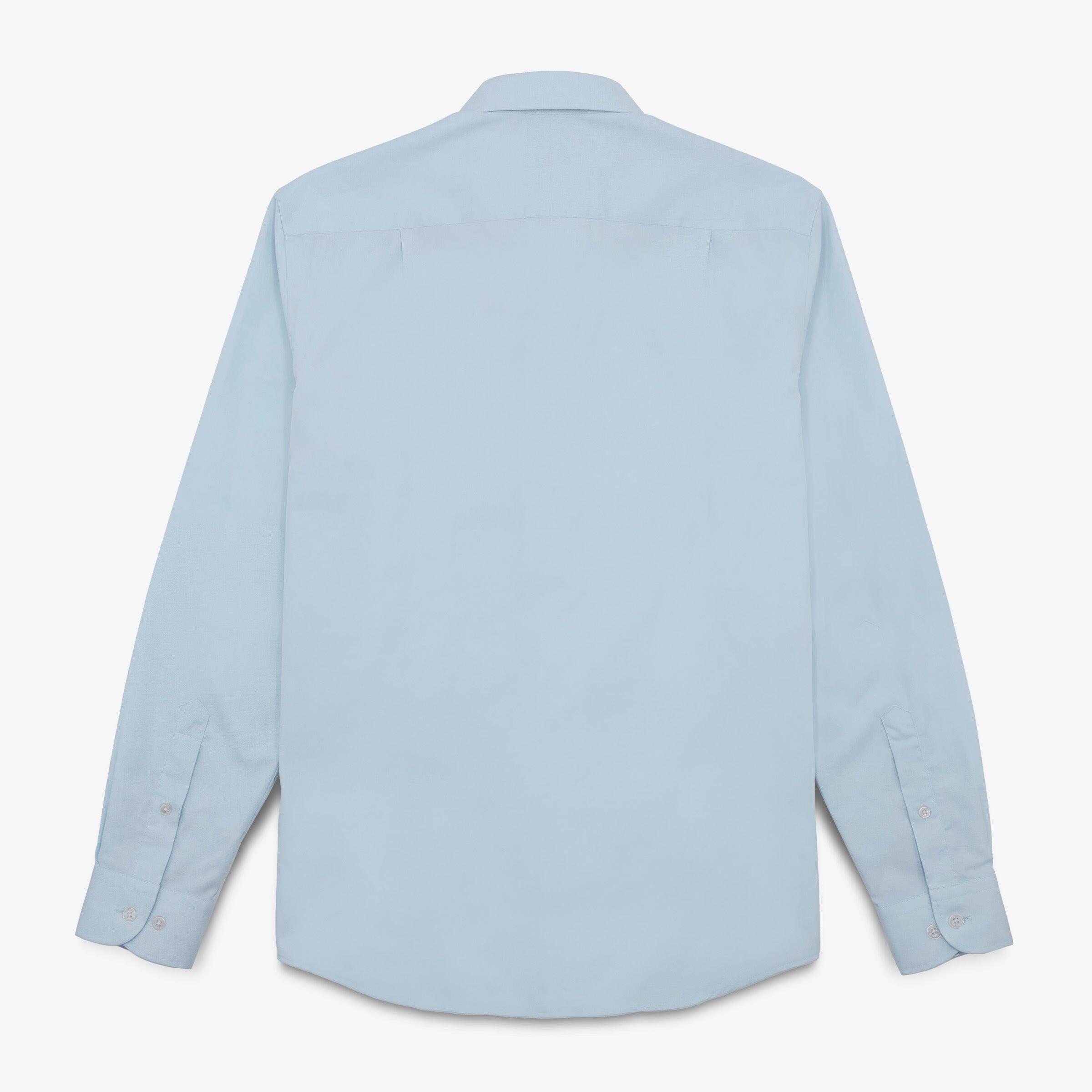 Camicia a maniche lunghe in cotone con taschino sul petto azzurro 2/3