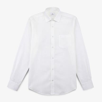 Chemise manches longues en coton avec poche poitrine blanc lys