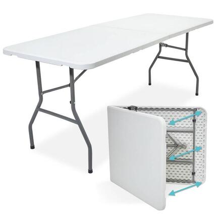 Table pliante - 180x70x74cm - table pliante robuste - table de camping - blanc