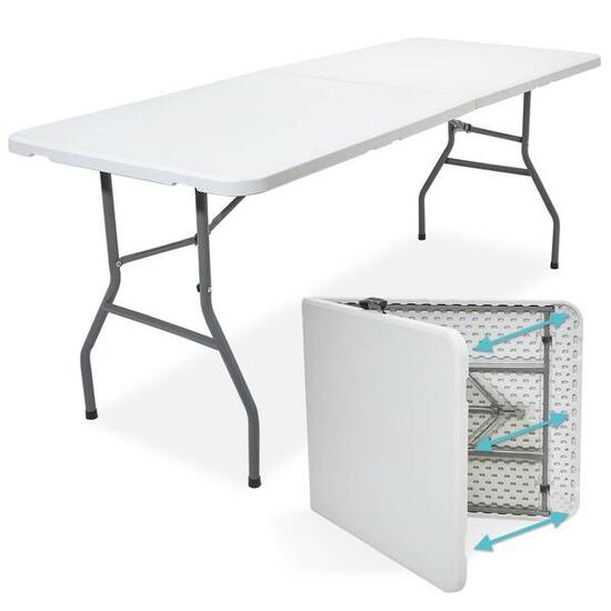 Table pliante - 180x70x74cm - table pliante robuste - table de camping - blanc