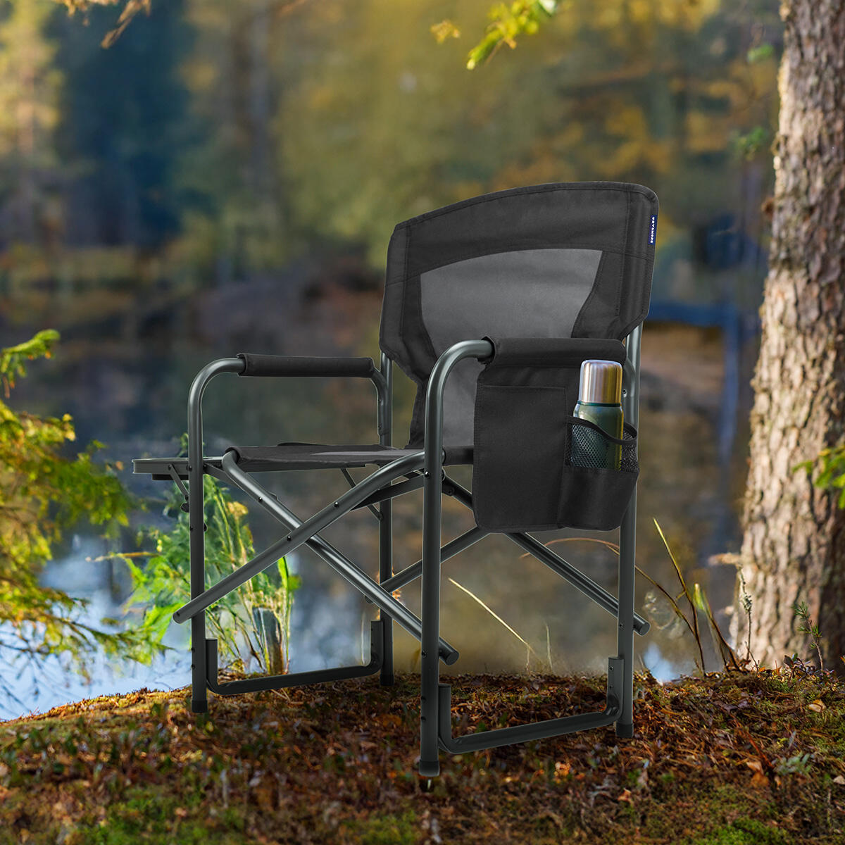 Campingstoel - opvouwbaar - 120kg draagvermogen - lichtgewicht - zwart 3/3