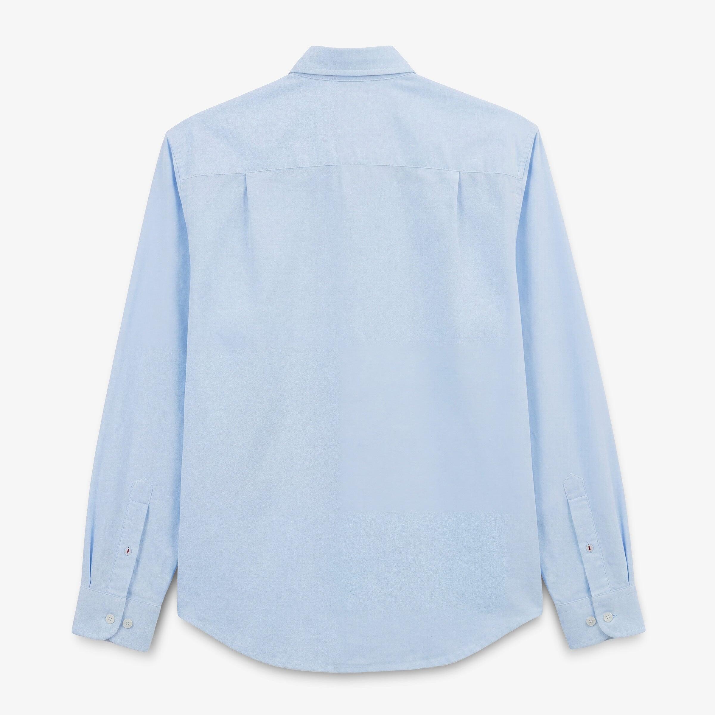 Camicia a maniche lunghe in cotone oxford azzurro con bordino tricolore 2/4