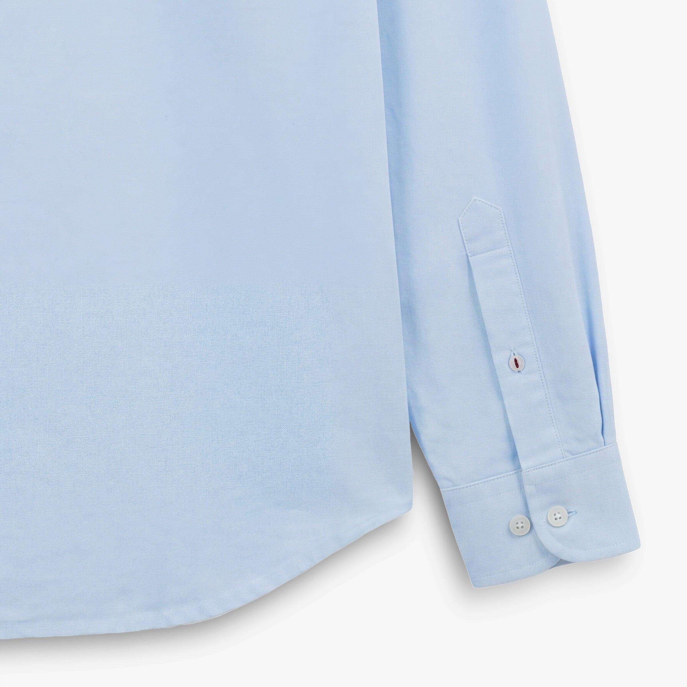 Camicia a maniche lunghe in cotone oxford azzurro con bordino tricolore 4/4