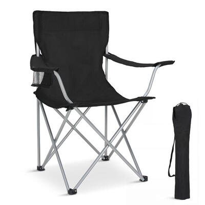 Campingstoel - opvouwbaar - 120kg draagvermogen - inclusief draagtas - zwart