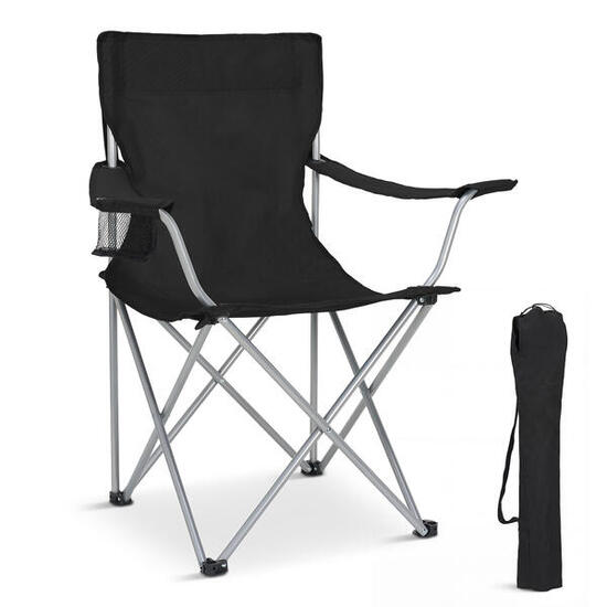 Campingstoel - opvouwbaar - 120kg draagvermogen - inclusief draagtas - zwart