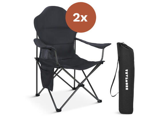 Chaises de camping - pliable - lot de 2 - charge max. 160kg - gris