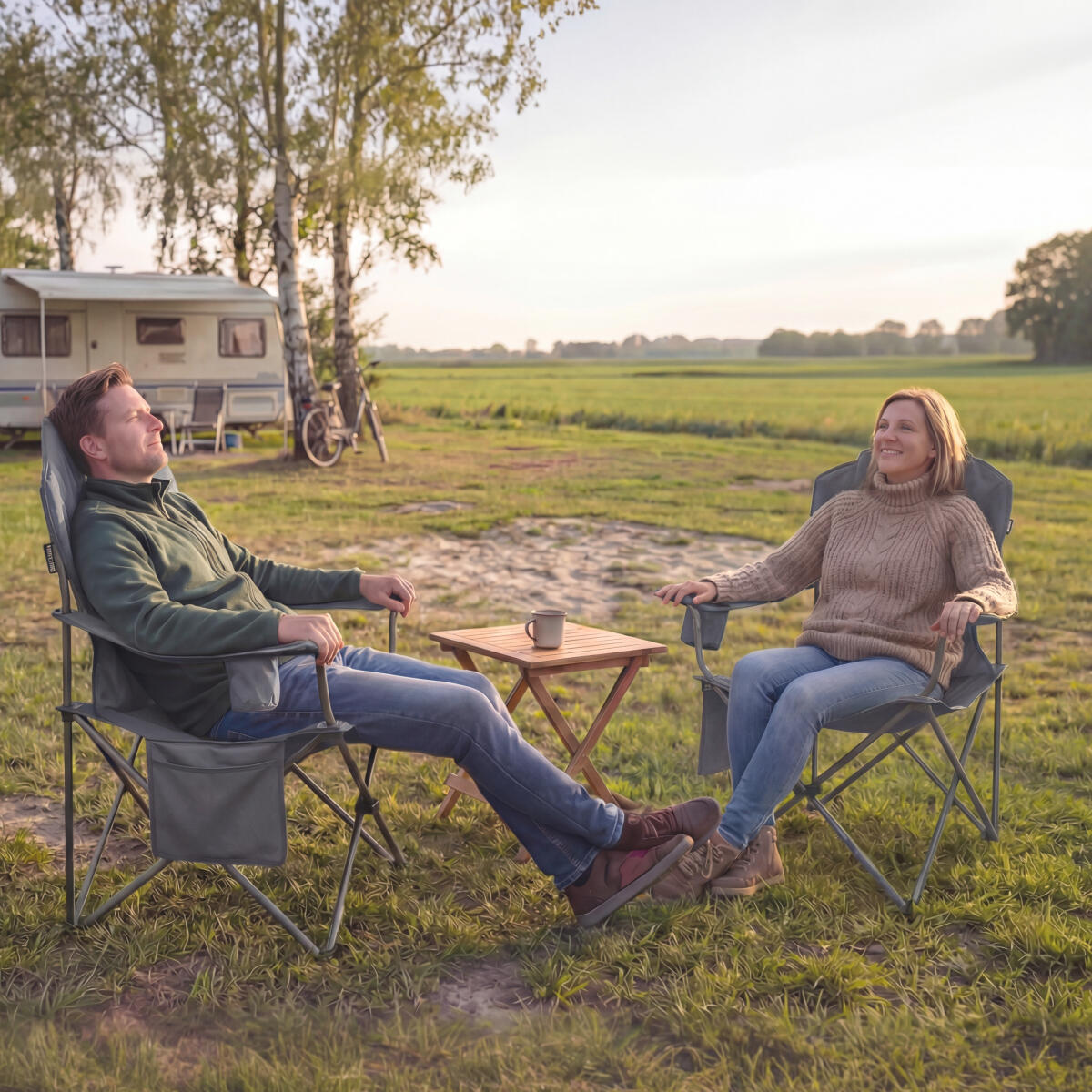 Campingstoelen - opvouwbaar - 2 - pack - 160kg draagvermogen - grijs 3/5