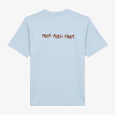 Théo t-shirts met ronde hals van skyblauw katoen met borduursel op de rug