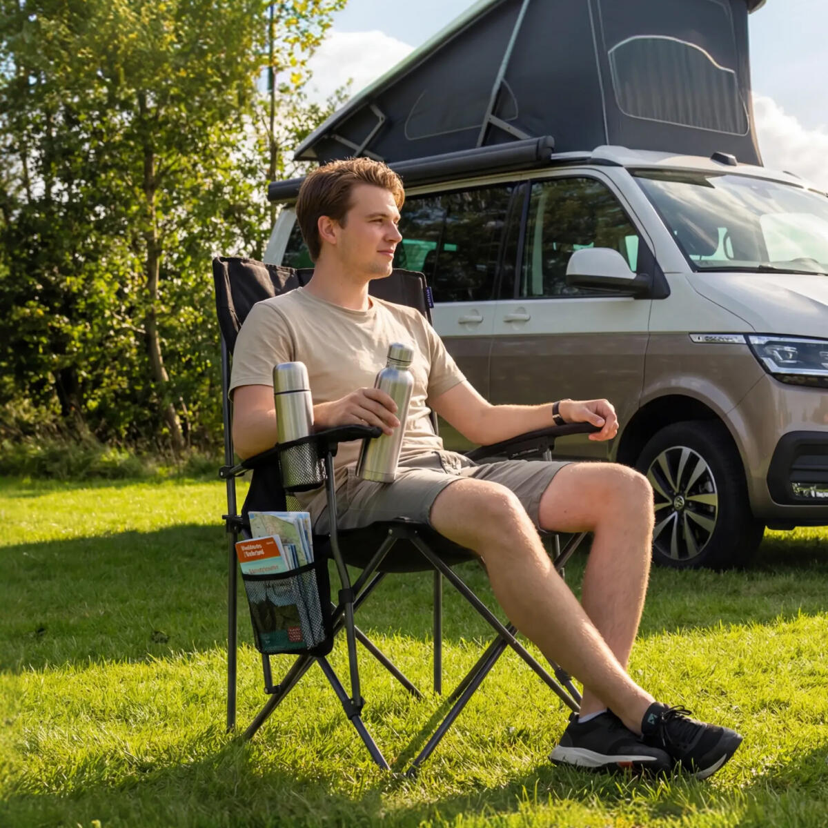 Campingstoel - opvouwbaar - 150kg draagvermogen - inclusief draagtas - zwart 5/6